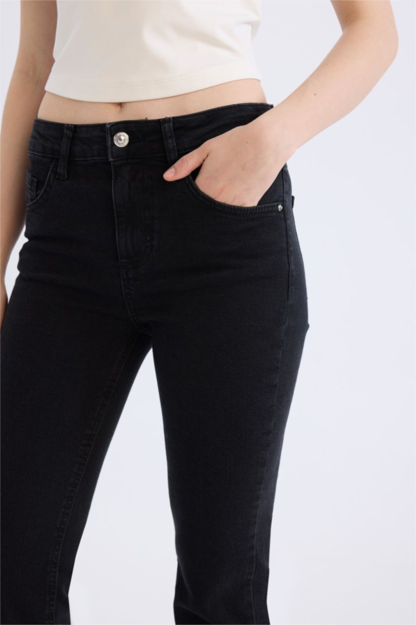 Kadın Siyah Yüksek Bel Uzun Jean Pantolon