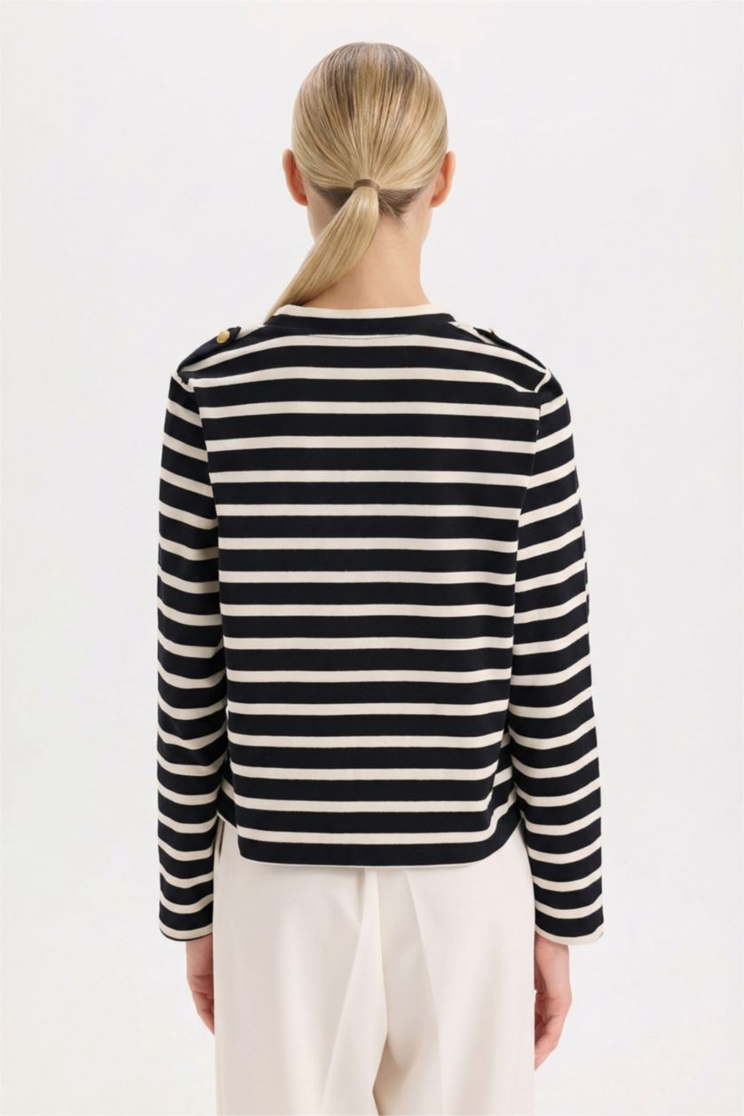 WOMAN Black Regular Fit V-Neck Striped Camisole Cardigan