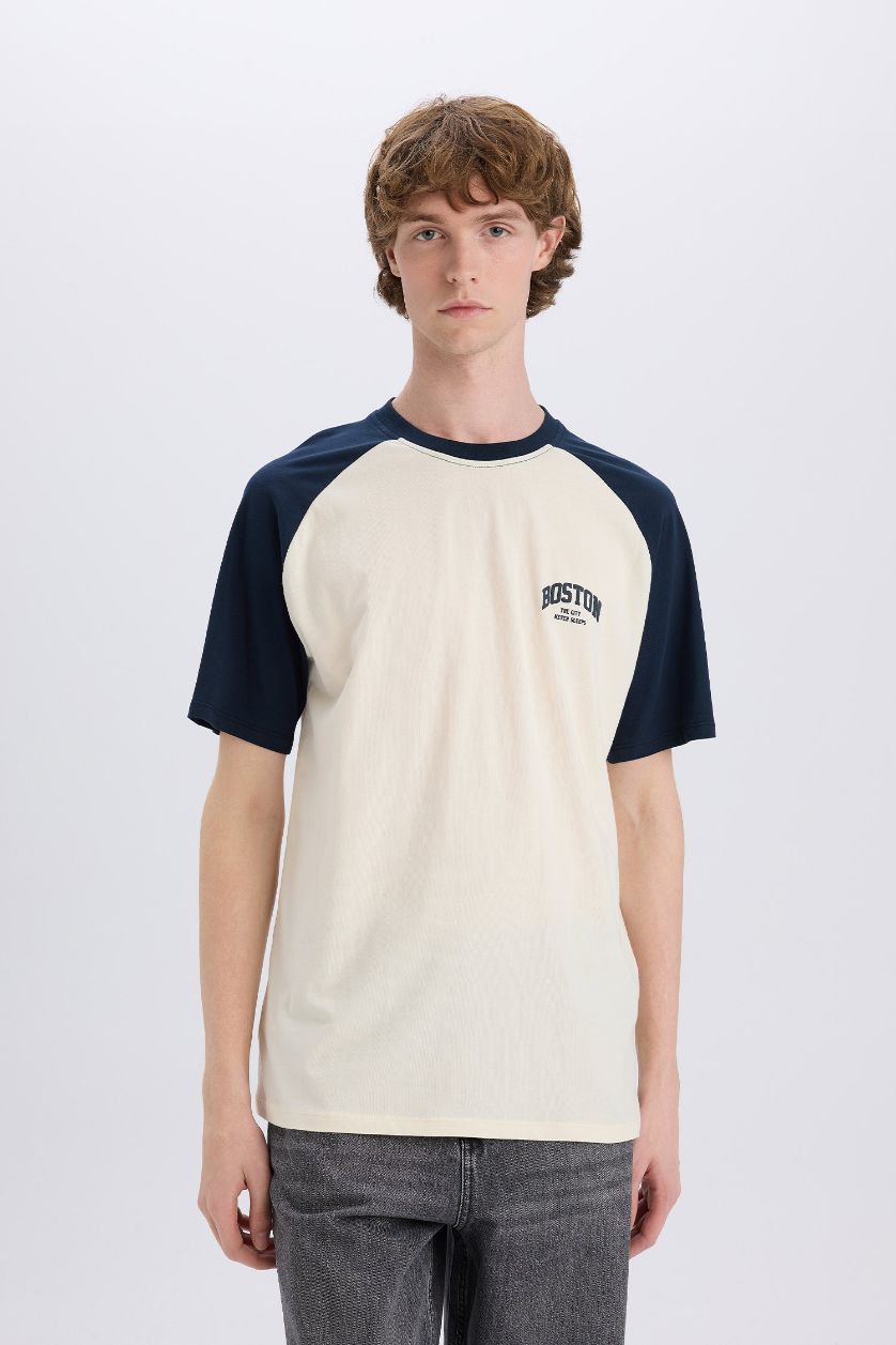 MAN NAVY Boxy Fit Crew Neck Printed Short Sleeve T-Shirt