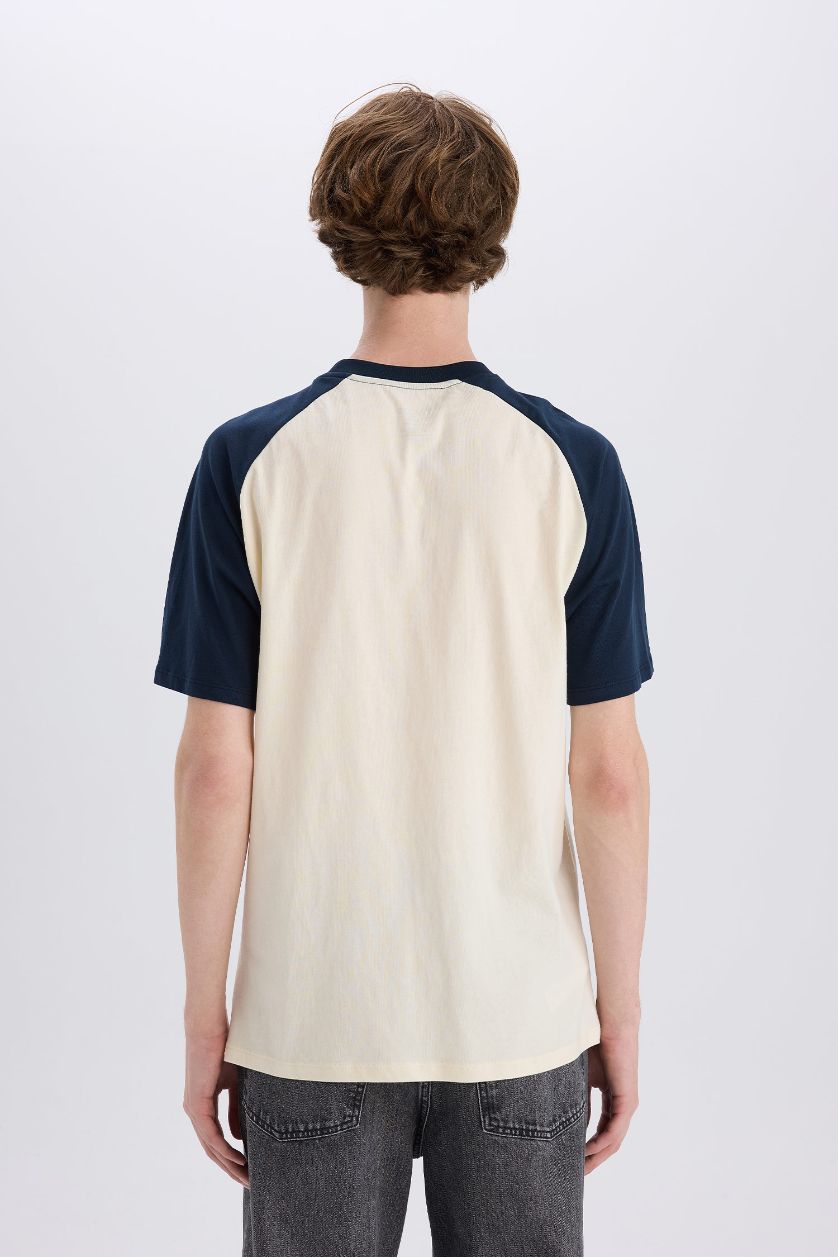 MAN NAVY Boxy Fit Crew Neck Printed Short Sleeve T-Shirt