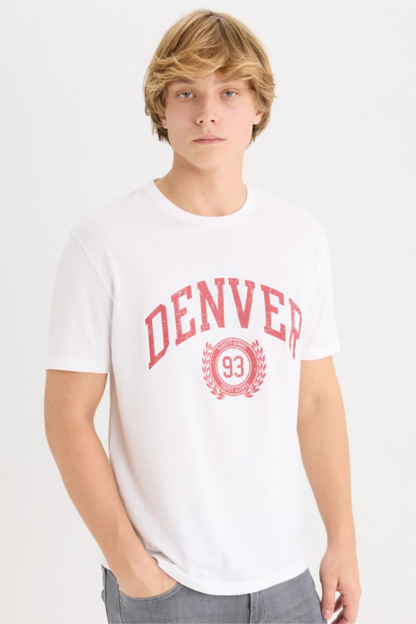 MAN Ecru Regular Fit Crew Neck Short Sleeve T-Shirt