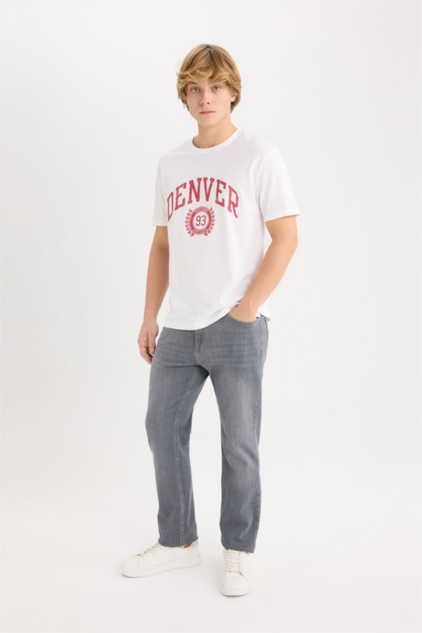 MAN Ecru Regular Fit Crew Neck Short Sleeve T-Shirt