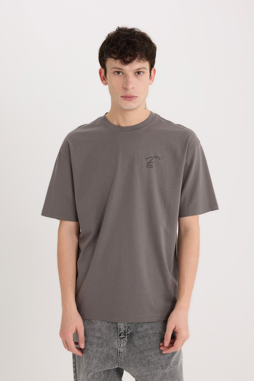 Men Grey Comfort Fit Short Sleeve T-Shirt