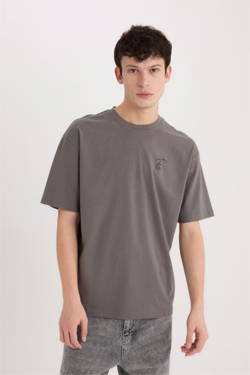 Men Grey Comfort Fit Short Sleeve T-Shirt
