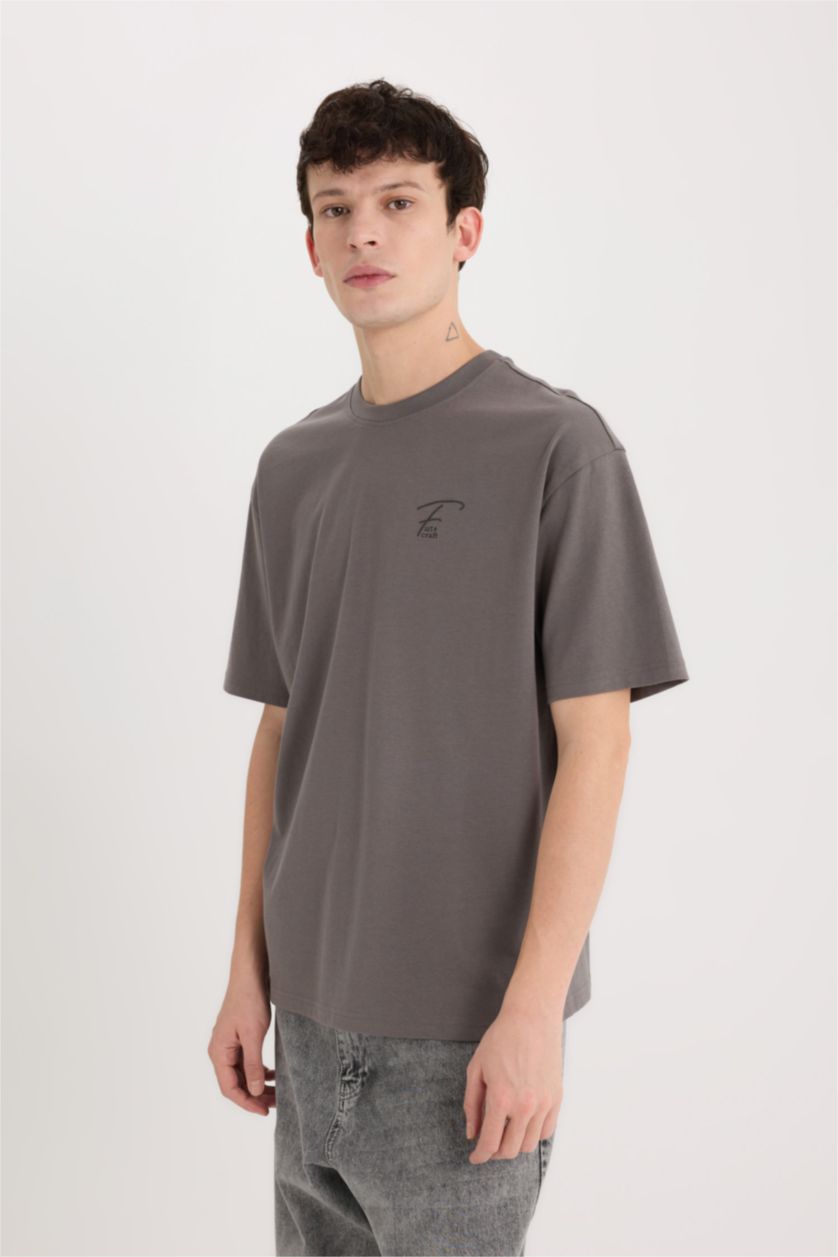Men Grey Comfort Fit Short Sleeve T-Shirt
