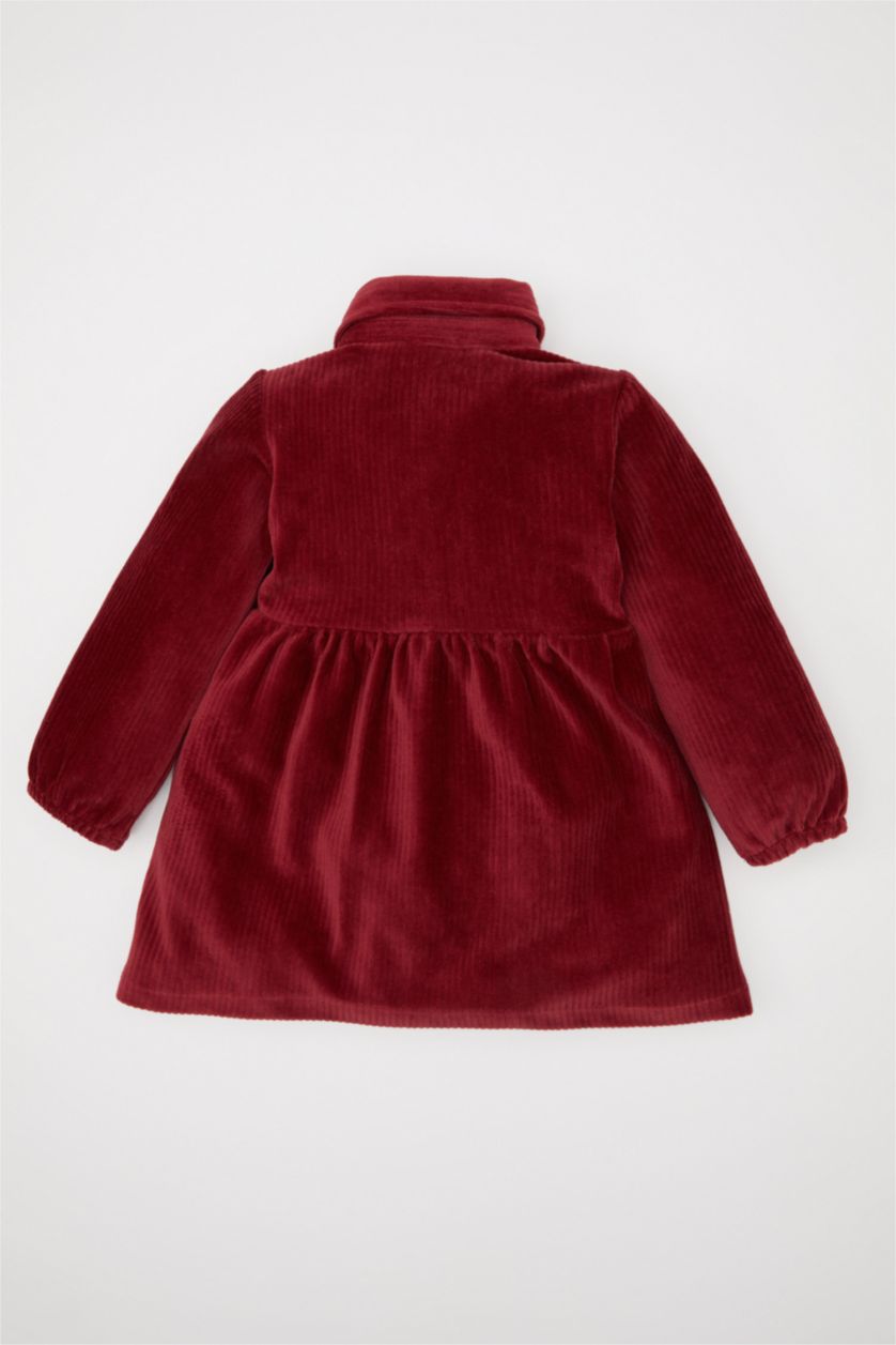 BÉBÉ FILLE Bordeaux Robe en velours côtelé à manches longues et boutons pour bébé fille