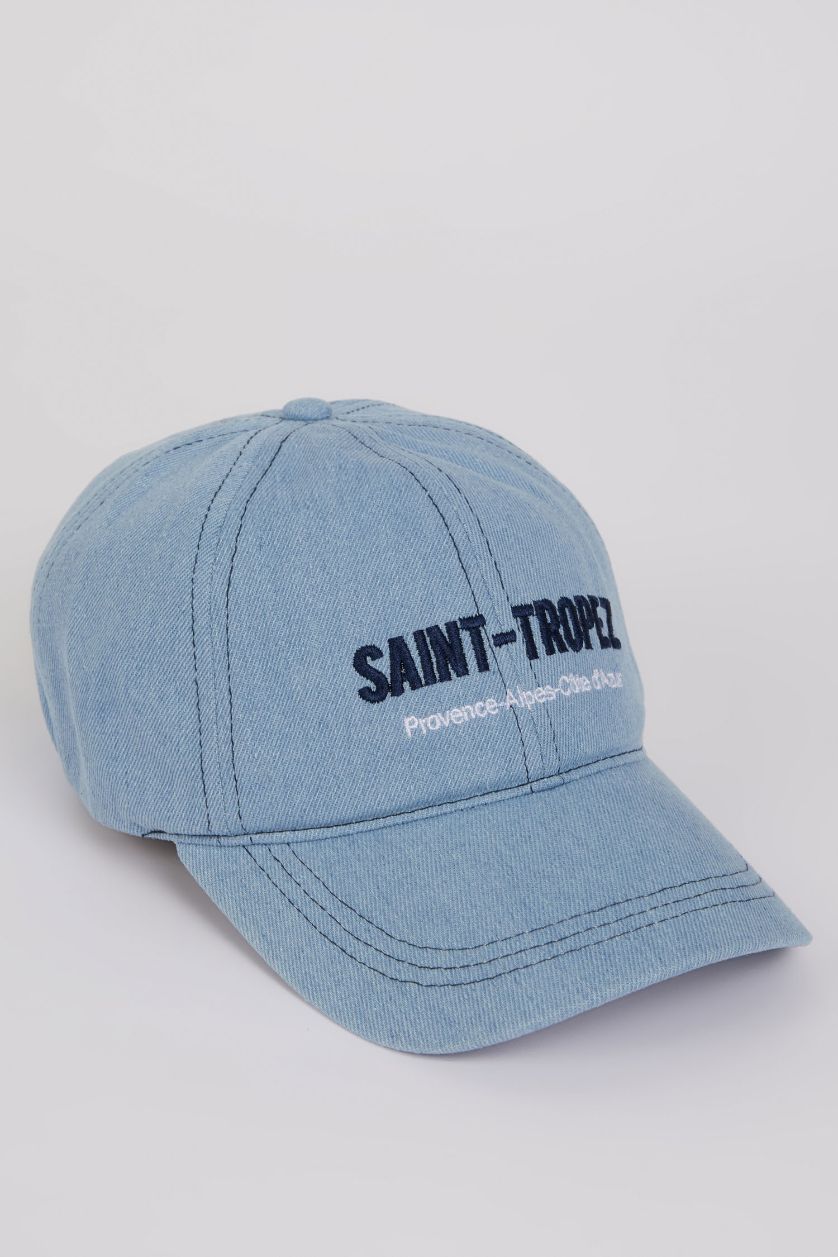 Kadın Mavi Kadın Nakışlı Jean Cap Şapka