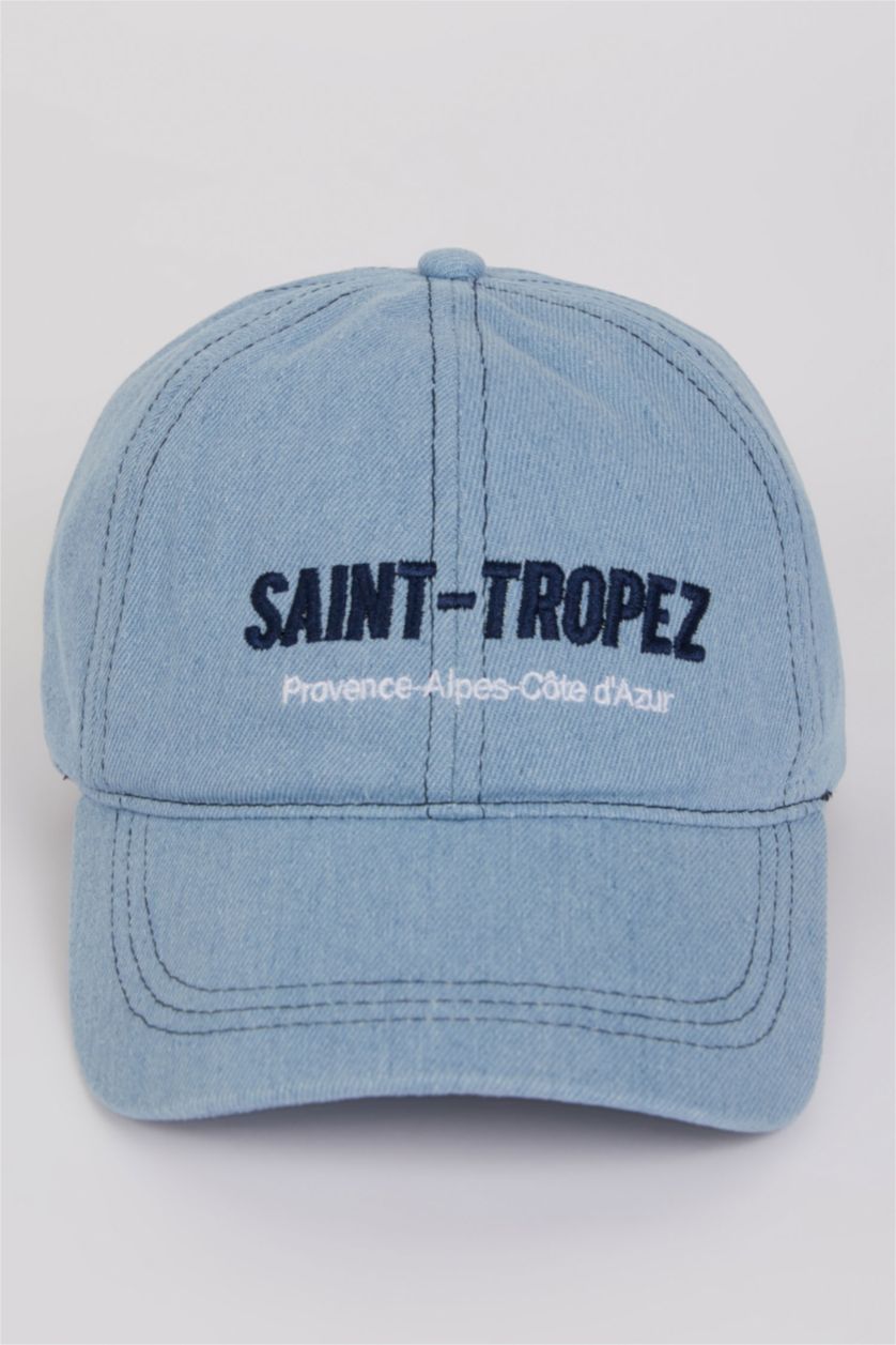 Kadın Mavi Kadın Nakışlı Jean Cap Şapka