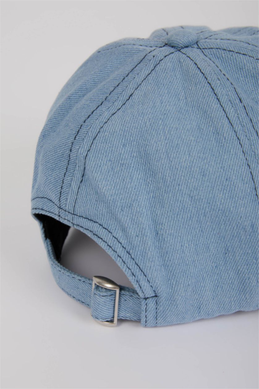 Kadın Mavi Kadın Nakışlı Jean Cap Şapka