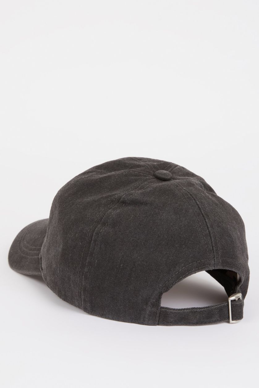 Kadın Antrasit Kadın Nakışlı Jean Görünümlü Cap Şapka
