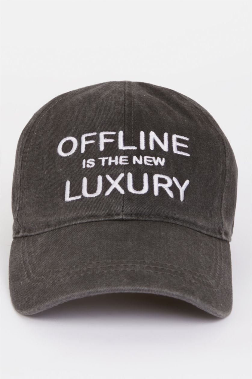 Kadın Antrasit Kadın Nakışlı Jean Görünümlü Cap Şapka