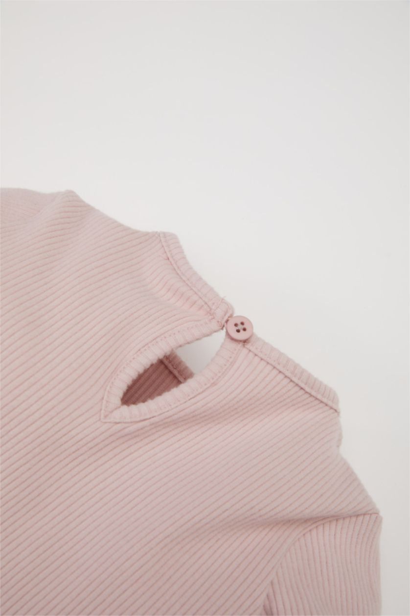 طفلة صغيرة أرجواني فستان بنقشة الزهور مضلع برقبة مستديرة