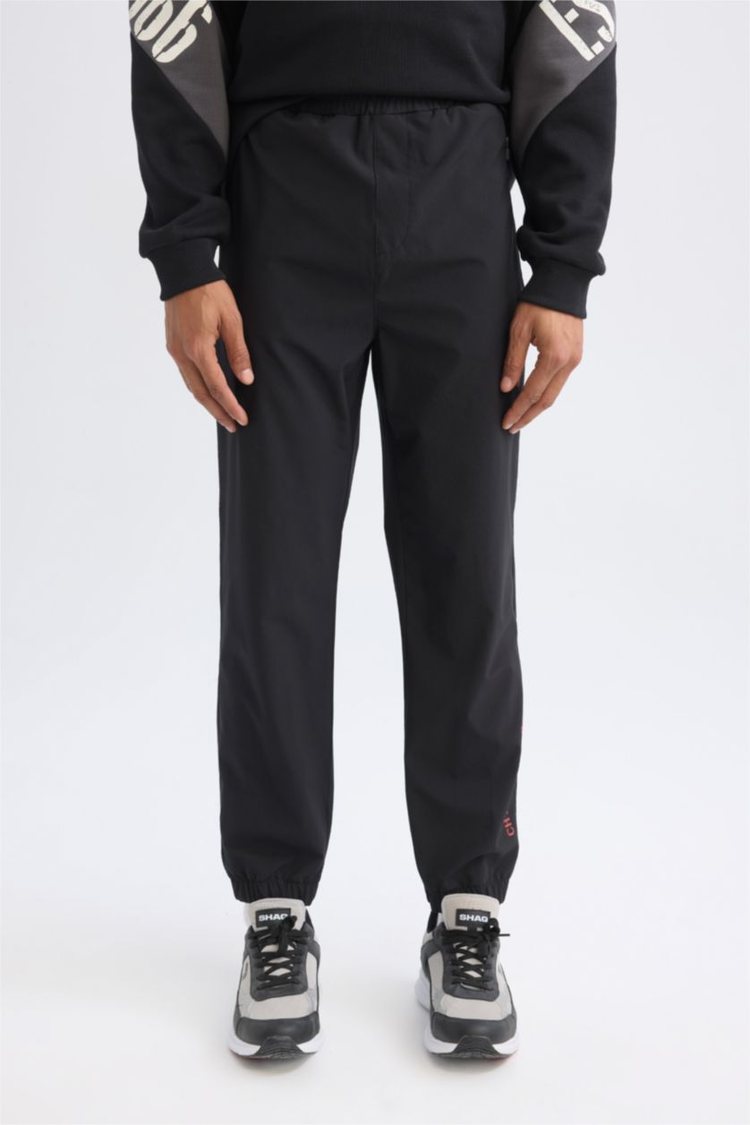 Erkek Siyah Jogger Eşofman Altı NBA Chicago Bulls Slim Fit Dar Kesim Cepli Lastikli Paça