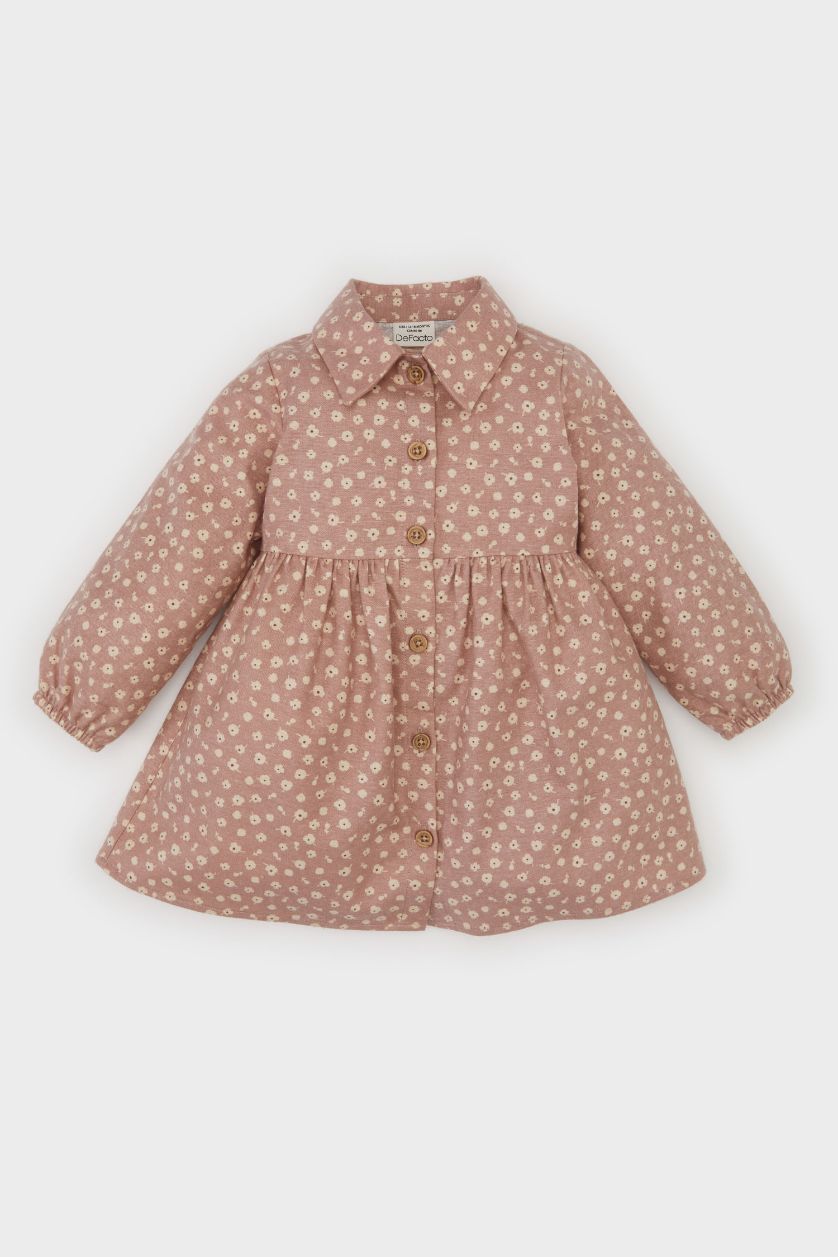 BÉBÉ FILLE Bordeaux Robe en flanelle à manches longues à motif floral pour Bébé Fille
