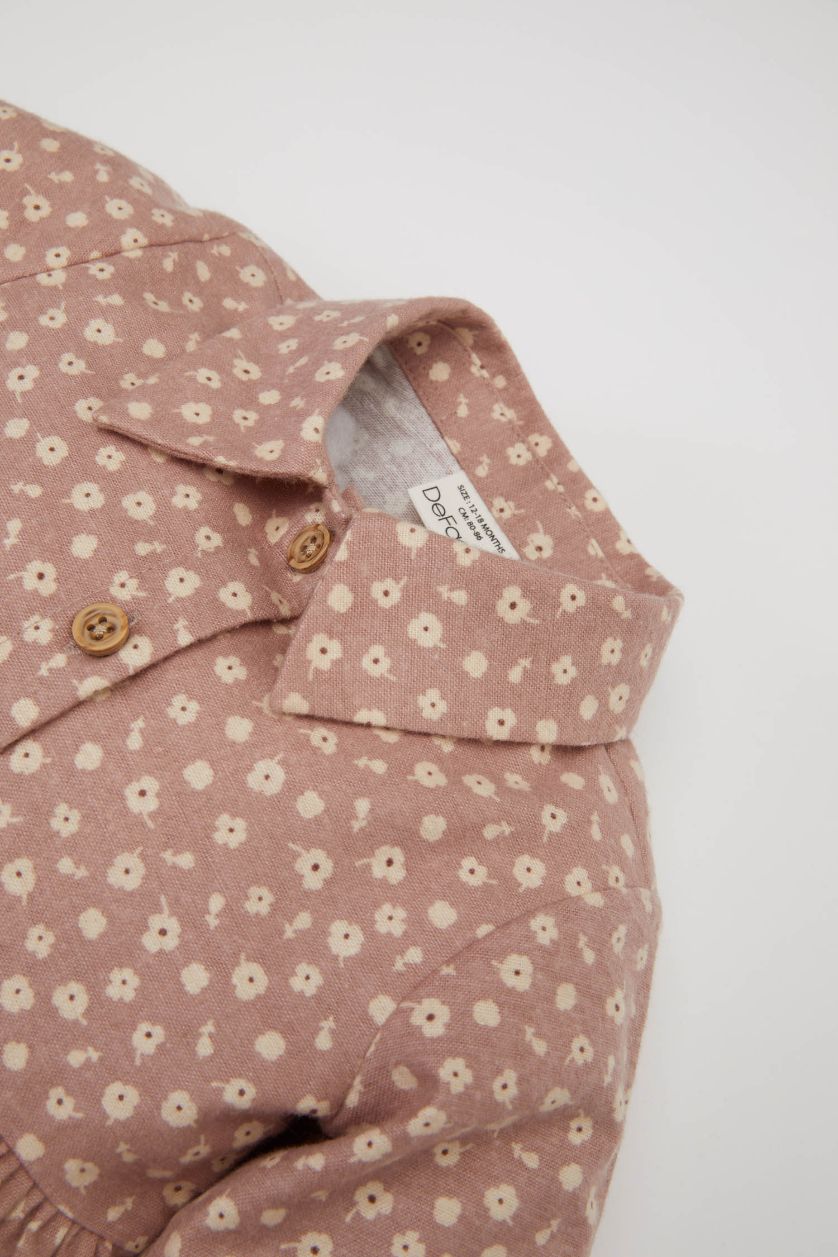 BÉBÉ FILLE Bordeaux Robe en flanelle à manches longues à motif floral pour Bébé Fille