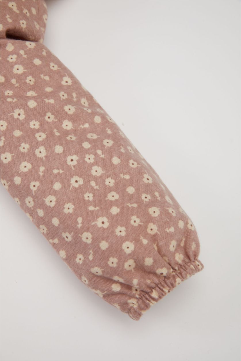 BÉBÉ FILLE Bordeaux Robe en flanelle à manches longues à motif floral pour Bébé Fille