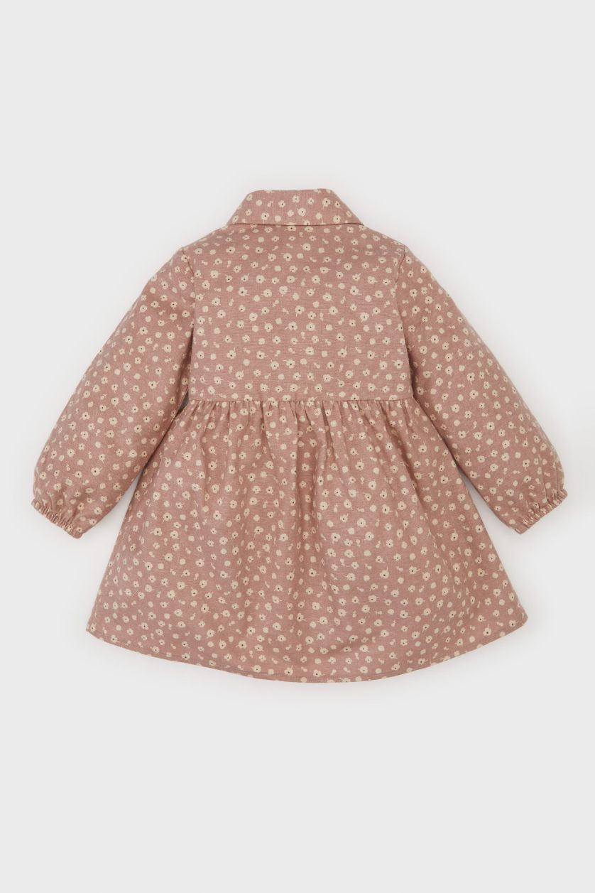 BÉBÉ FILLE Bordeaux Robe en flanelle à manches longues à motif floral pour Bébé Fille