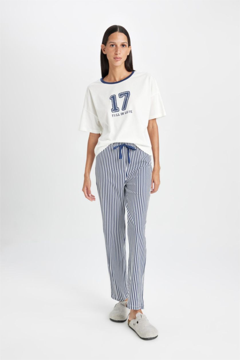 FEMME Marin Pyjama avec imprimé de Fall In Love