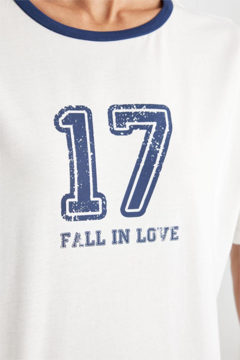 FEMME Marin Pyjama avec imprimé de Fall In Love