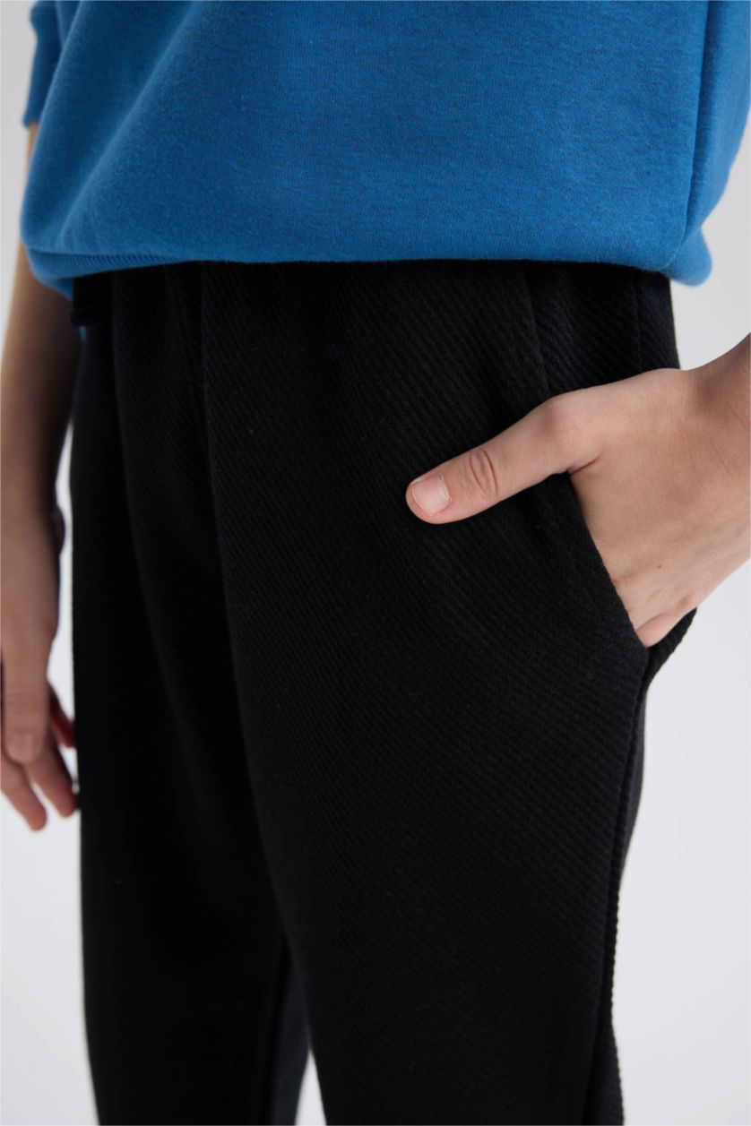 Erkek Çocuk - Genç Erkek Mavi Erkek Çocuk 2'li Takım Kapüşonlu Baskılı Sweatshirt Beli Lastikli Eşofman Altı