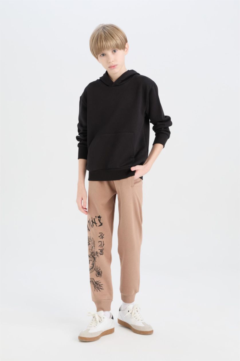 GARÇONS Marron Clair Pantalon Jogging imprimé à coupe standard