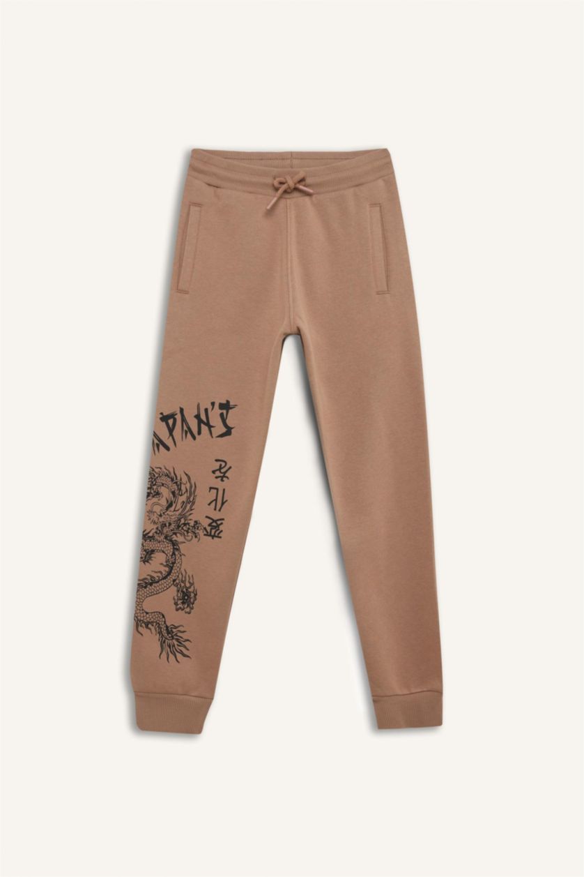GARÇONS Marron Clair Pantalon Jogging imprimé à coupe standard