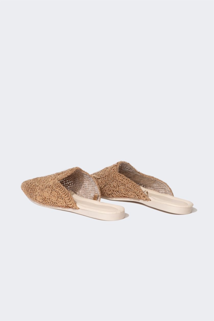 WOMAN Camel Woman Flat Sole Slip On Slippers