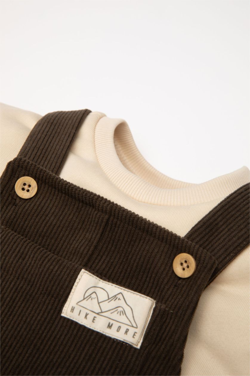 BABY BOY Beige Baby Boy T-Shirt Velvet Jumpsuit 2 Piece