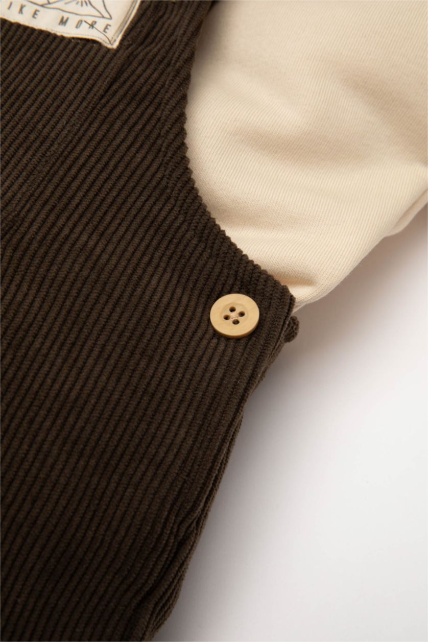 BABY BOY Beige Baby Boy T-Shirt Velvet Jumpsuit 2 Piece