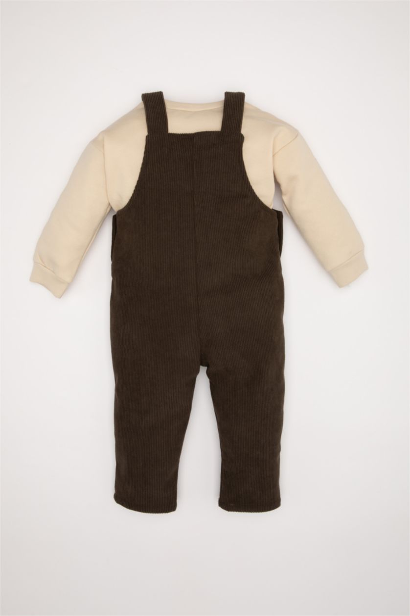 BABY BOY Beige Baby Boy T-Shirt Velvet Jumpsuit 2 Piece