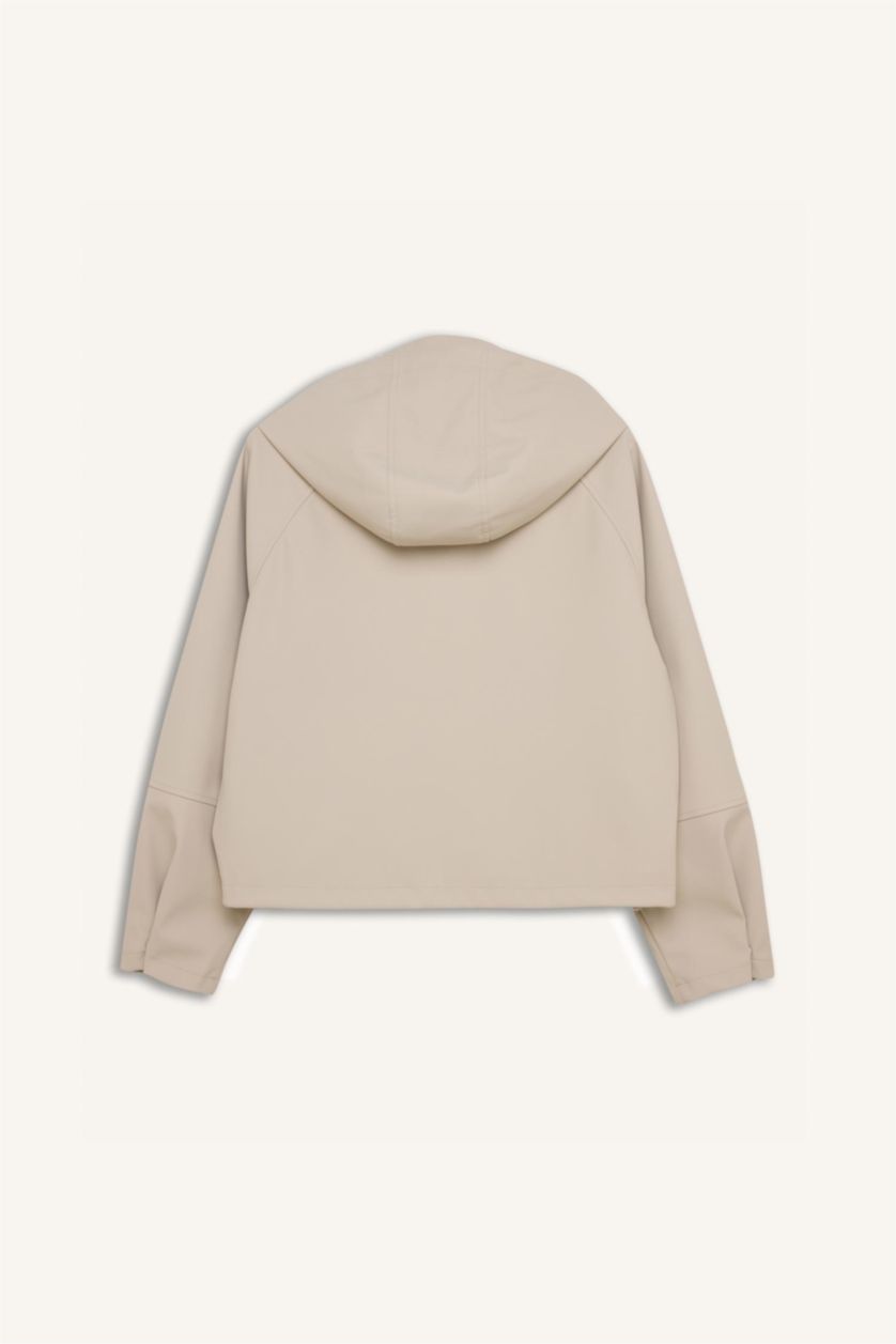 حريمي بيج فاتح جاكيت مطر وتر بروف قصة عادية بكابيشون