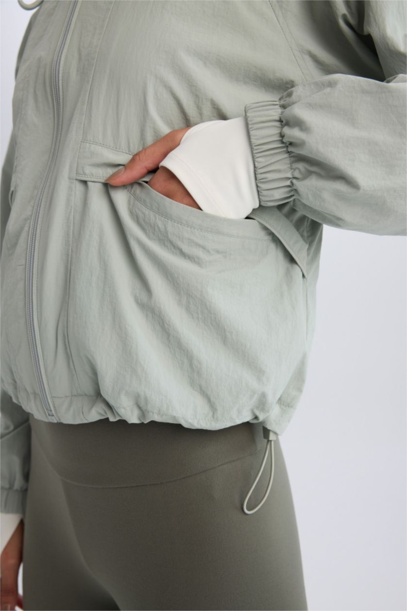 WOMAN Mint Hooded Zippered Thin Waterproof Jacket