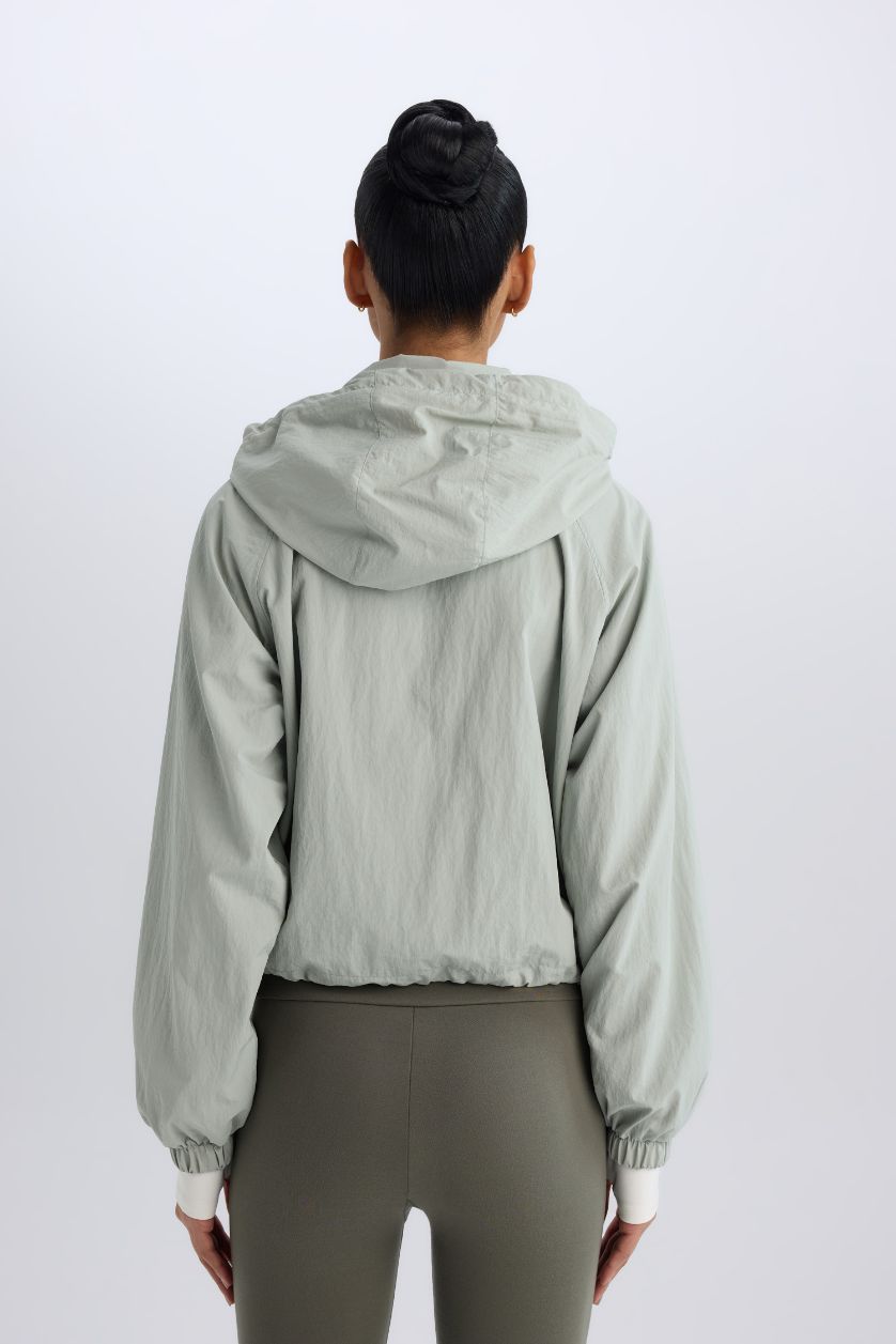 WOMAN Mint Hooded Zippered Thin Waterproof Jacket