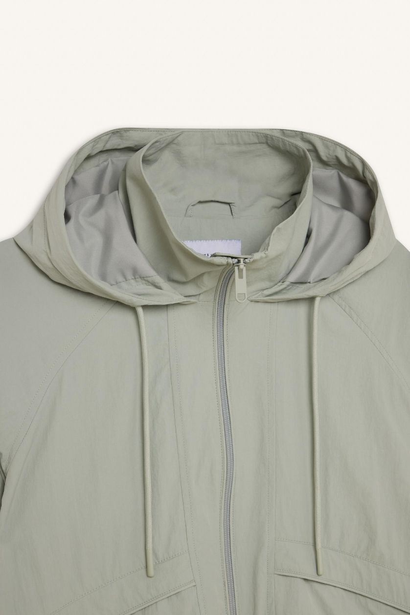WOMAN Mint Hooded Zippered Thin Waterproof Jacket