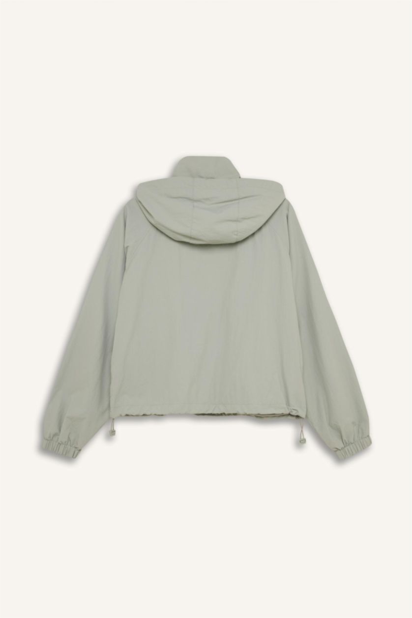WOMAN Mint Hooded Zippered Thin Waterproof Jacket