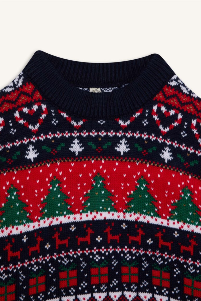 بنات كحلي بلوفر قصة عادية بياقة مستديرة