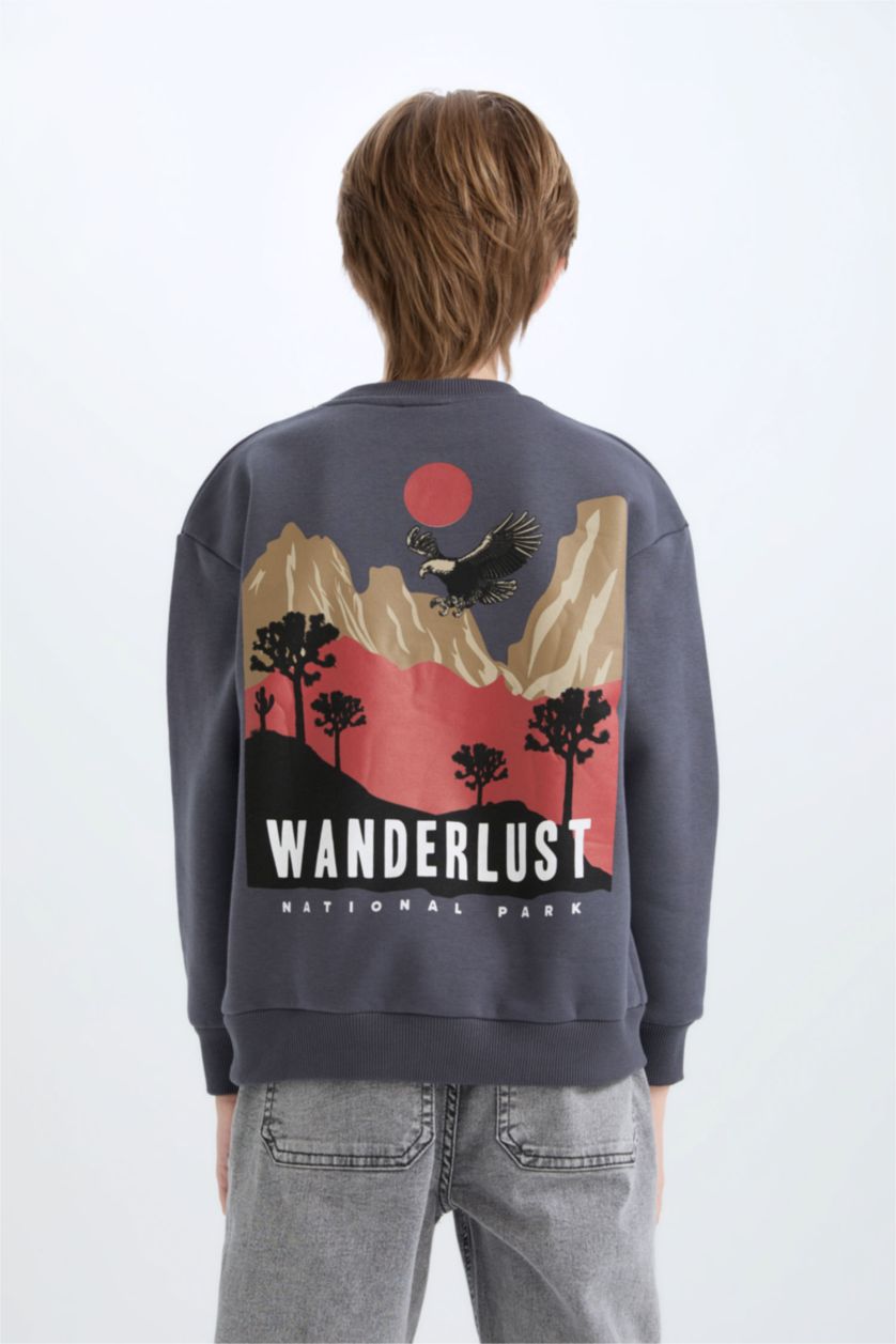 أولادي أنثرا Boy Oversize Crew Neck Printed Sweatshirt