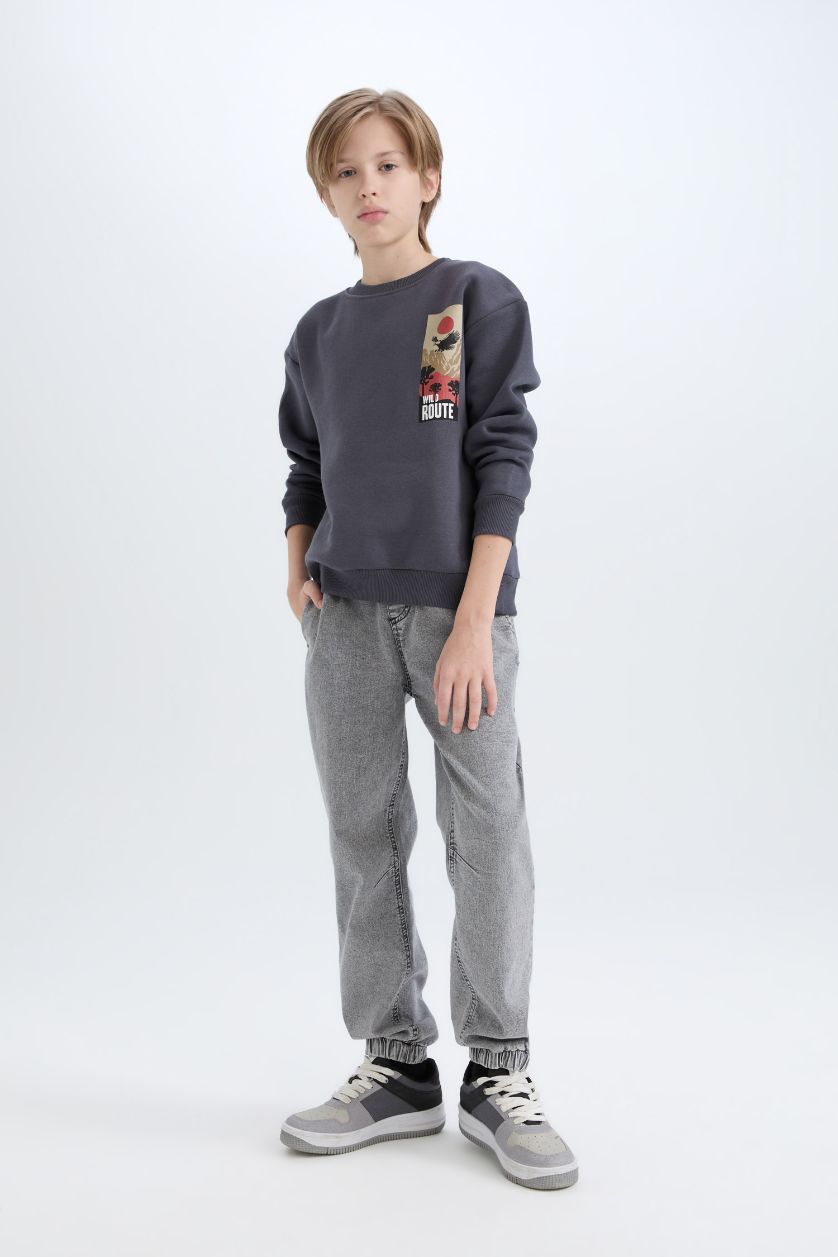 أولادي أنثرا Boy Oversize Crew Neck Printed Sweatshirt