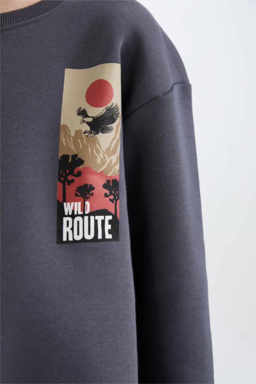 أولادي أنثرا Boy Oversize Crew Neck Printed Sweatshirt