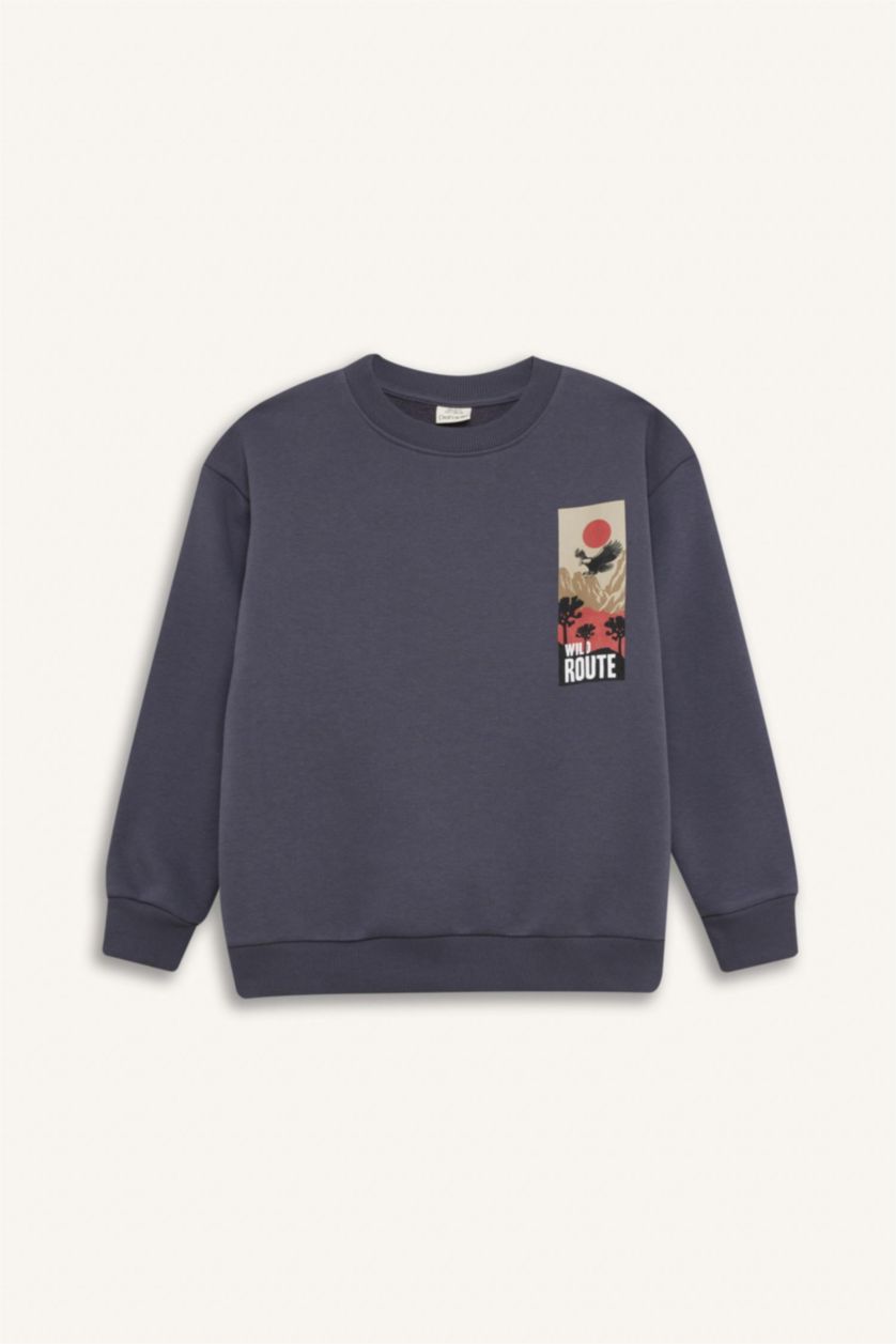 أولادي أنثرا Boy Oversize Crew Neck Printed Sweatshirt