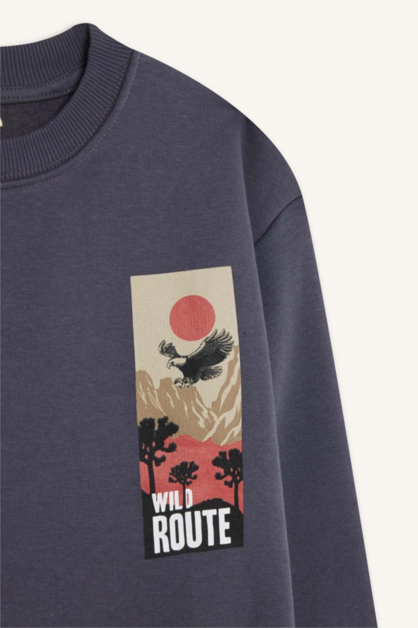 أولادي أنثرا Boy Oversize Crew Neck Printed Sweatshirt