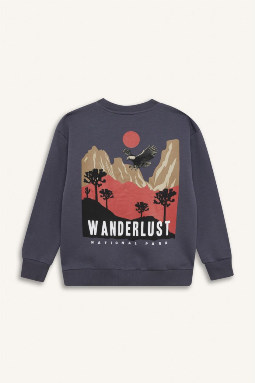 أولادي أنثرا Boy Oversize Crew Neck Printed Sweatshirt