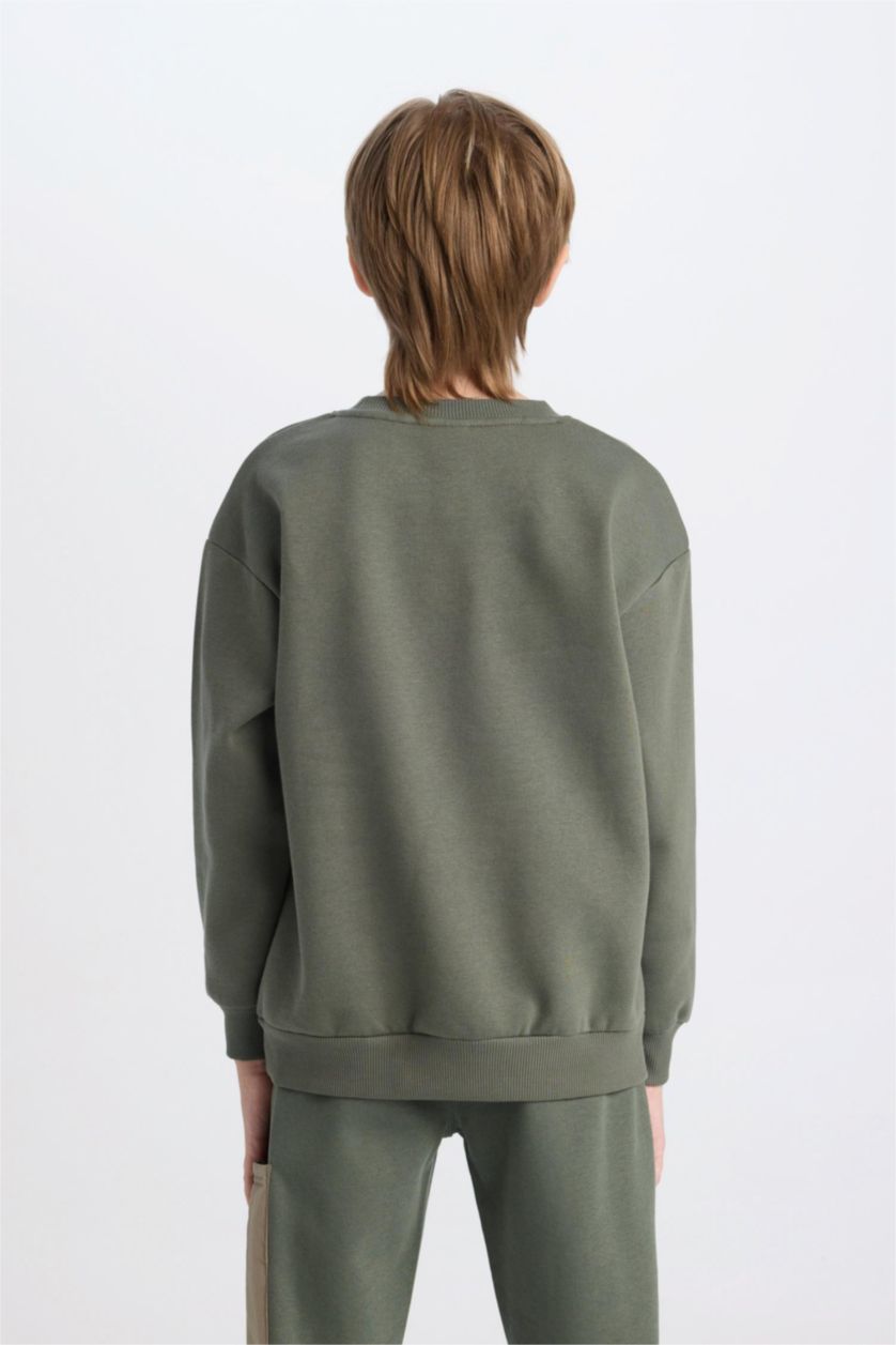 Ұлдар Және Жасөспірімдер Жеңіл хаки Ұлдарға үлкен пішім дөңгелек жаға Свитер