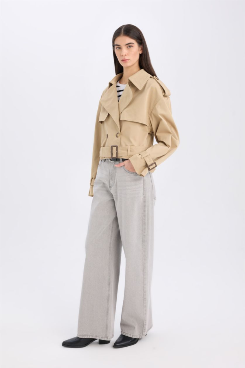 WOMAN Beige Regular Fit Trenchcoat