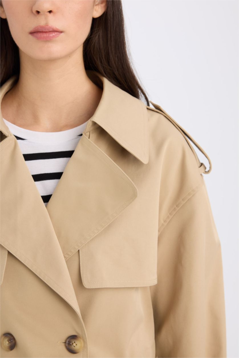 WOMAN Beige Regular Fit Trenchcoat