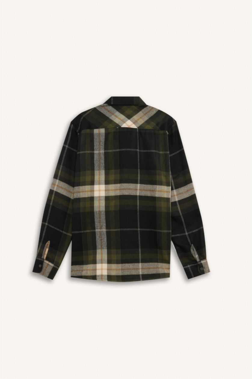 Man NAVY Regular Fit Flannel Long Sleeve Checkered Shirt