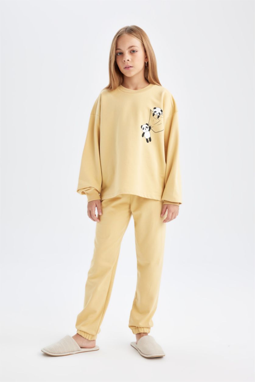 FILLES Jaune Clair Pyjama de 2 pièces imprimé pour Fille