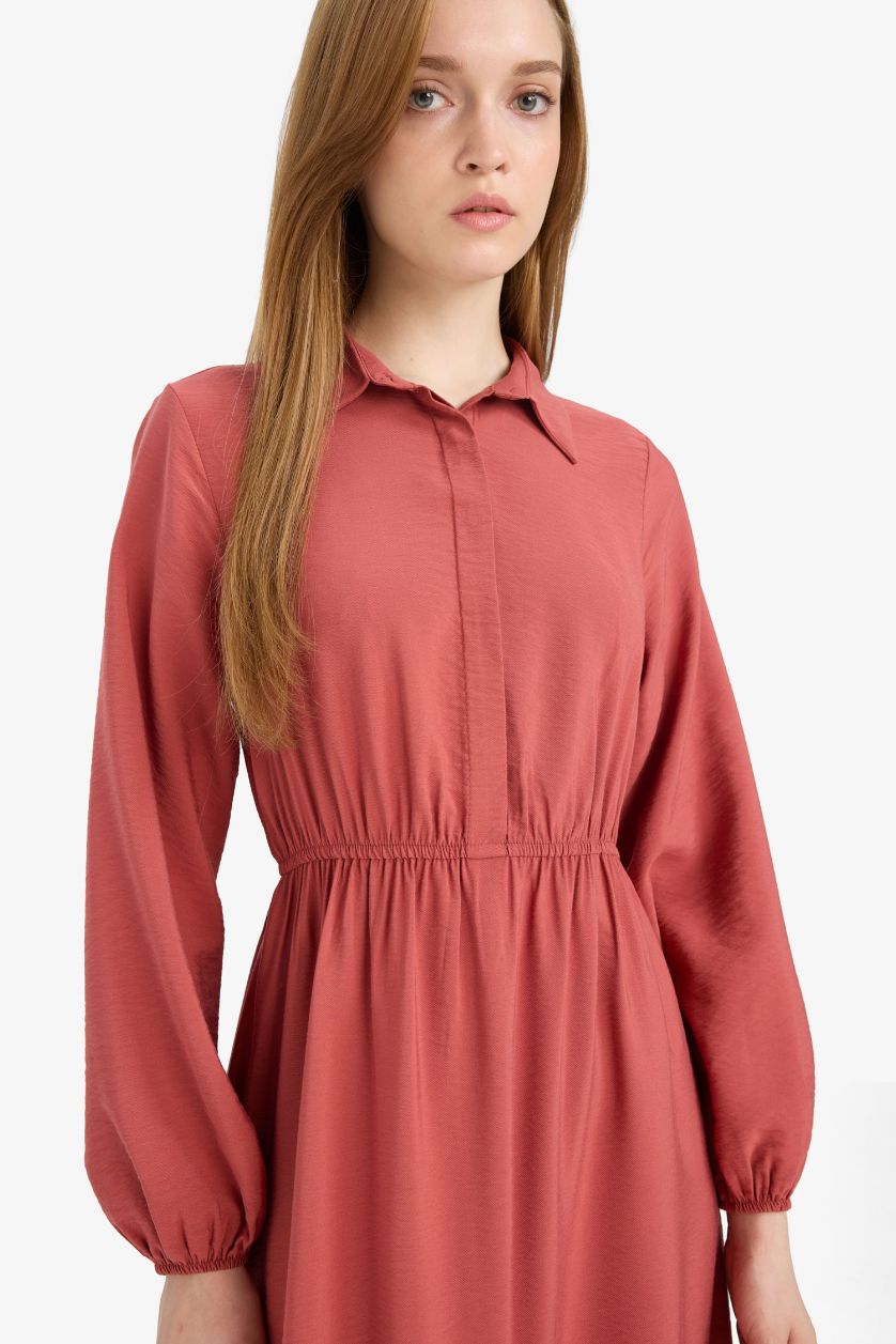 نساء برتقلي غامق فستان ردن طويل بياخة قميص