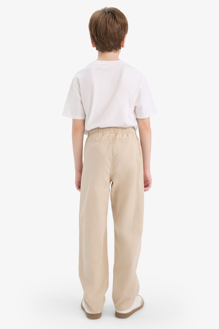 Erkek Çocuk - Genç Erkek Bej Düz Paça Basic Düz Gabardin Pantolon Erkek Çocuk
