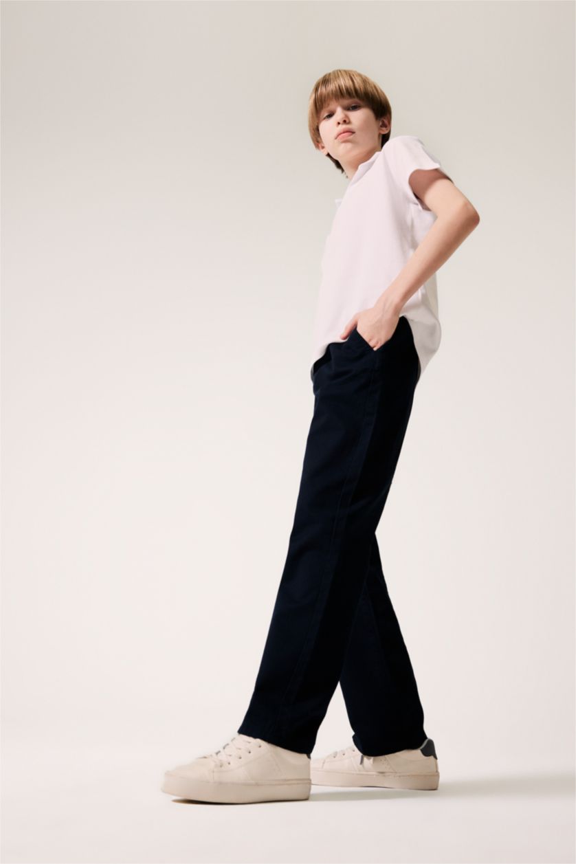 Young Boys - Teen Boys NAVY Boy Straight Leg Basic Gabardine Trousers